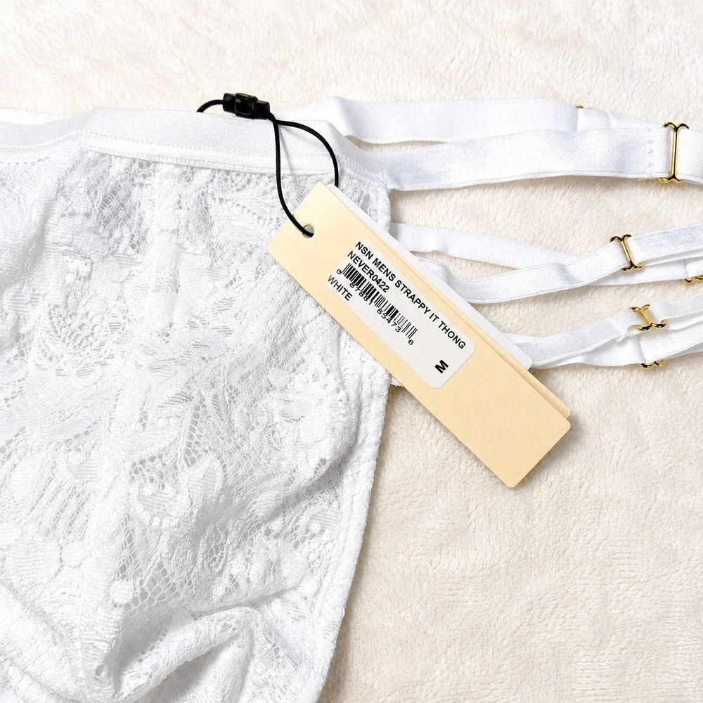 COSABELLA Never Say Never Strappy It Men's‎ Lace Thong White - Size M / NWT